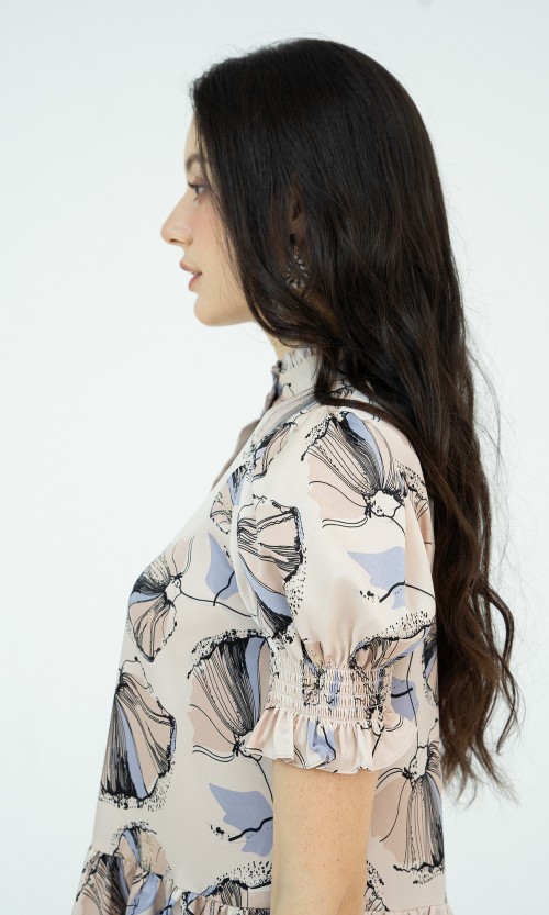 SIXDO Floral Mini Silk Dress